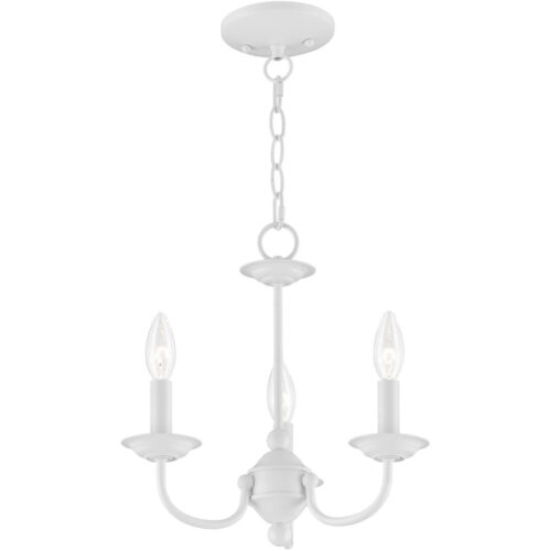 3 Light White Mini Chandelier with Steel base material-Lighting LumensChandeliers