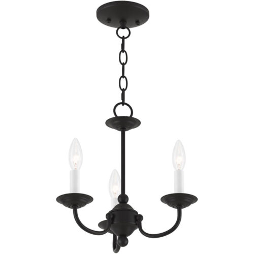 3 Light Black Mini Chandelier with Steel base material-Lighting LumensChandeliers