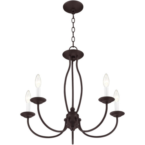 5 Light Bronze Chandelier with Steel base material-Lighting LumensChandeliers