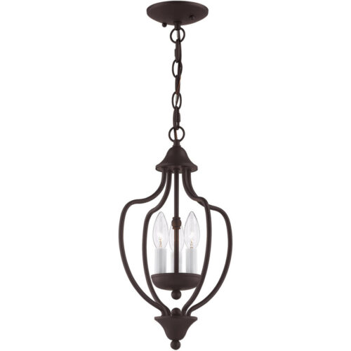 3 Light Bronze Chain Hang/Ceiling Light fixture with Steel base material-Lighting LumensFlush Mount Ceiling Lights