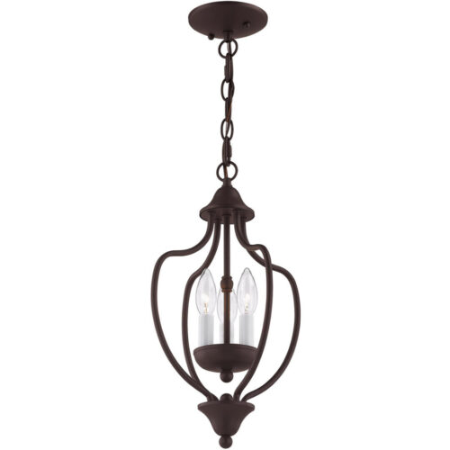 3 Light Bronze Chain Hang/Ceiling Light fixture with Steel base material-Lighting LumensFlush Mount Ceiling Lights