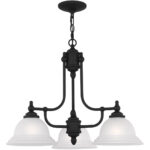 3 Light Black Chandelier with White Alabaster Glass Shade-Lighting LumensChandeliers