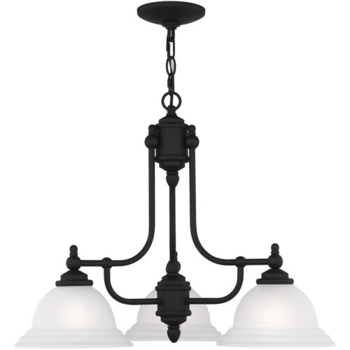 3 Light Black Chandelier with White Alabaster Glass Shade-Lighting LumensChandeliers