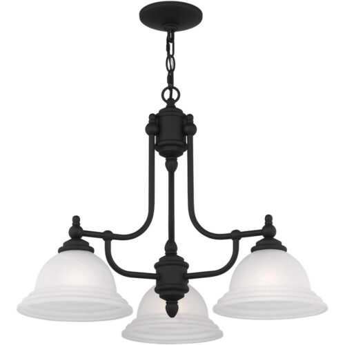 3 Light Black Chandelier with White Alabaster Glass Shade-Lighting LumensChandeliers