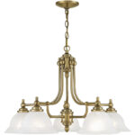 5 Light Antique Brass Chandelier with White Alabaster Glass Shade-Lighting LumensChandeliers