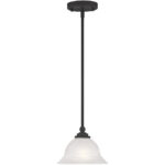 1 Light Black Mini Pendant with White Alabaster Glass Shade-Lighting LumensPendant Lights