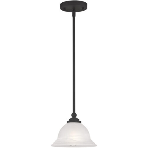 1 Light Black Mini Pendant with White Alabaster Glass Shade-Lighting LumensPendant Lights