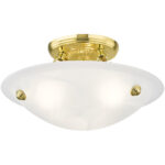 3 Light Polished Brass Ceiling Light fixture with White Alabaster Glass Shade-Lighting LumensFlush Mount Ceiling Lights