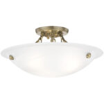 3 Light Antique Brass Ceiling Light fixture with Steel base material-Lighting LumensFlush Mount Ceiling Lights