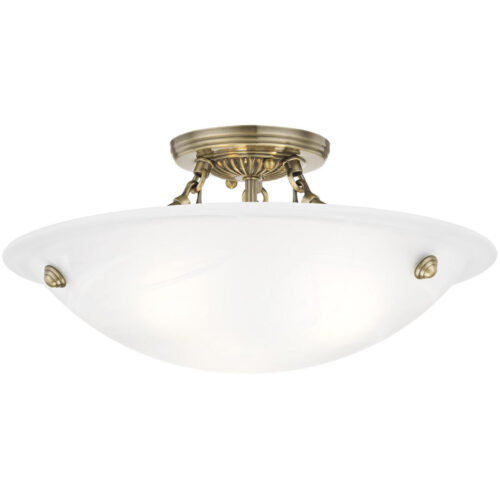 3 Light Antique Brass Ceiling Light fixture with Steel base material-Lighting LumensFlush Mount Ceiling Lights