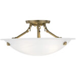 3 Light Antique Brass Ceiling Light fixture with Steel base material-Lighting LumensFlush Mount Ceiling Lights