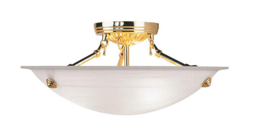 3 Light Polished Brass Ceiling Light fixture with Steel base material-Lighting LumensFlush Mount Ceiling Lights