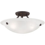 3 Light Bronze Ceiling Light fixture with Steel base material-Lighting LumensFlush Mount Ceiling Lights