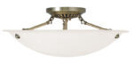 3 Light Antique Brass Ceiling Light fixture with White Alabaster Glass Shade-Lighting LumensFlush Mount Ceiling Lights