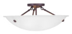 3 Light Bronze Ceiling Light fixture with White Alabaster Glass Shade-Lighting LumensFlush Mount Ceiling Lights