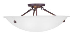 3 Light Bronze Ceiling Light fixture with White Alabaster Glass Shade-Lighting LumensFlush Mount Ceiling Lights