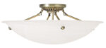 4 Light Antique Brass Ceiling Light fixture with White Alabaster Glass Shade-Lighting LumensFlush Mount Ceiling Lights