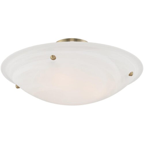 4 Light Antique Brass Ceiling Light fixture with White Alabaster Glass Shade-Lighting LumensFlush Mount Ceiling Lights