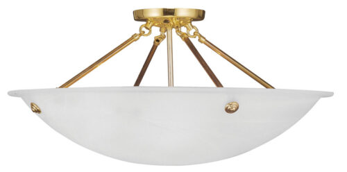 4 Light Polished Brass Ceiling Light fixture with White Alabaster Glass Shade-Lighting LumensFlush Mount Ceiling Lights