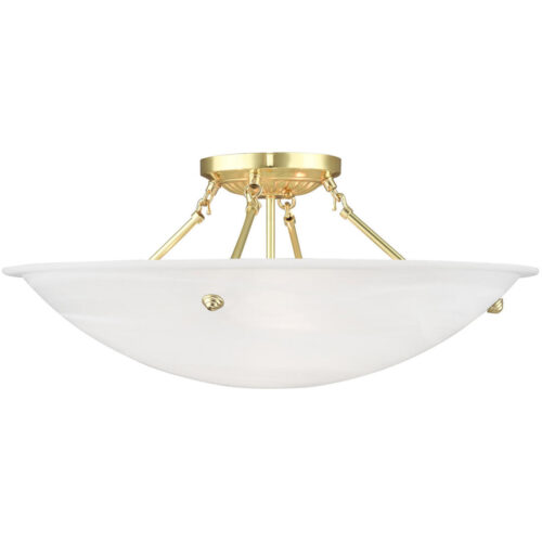 4 Light Polished Brass Ceiling Light fixture with White Alabaster Glass Shade-Lighting LumensFlush Mount Ceiling Lights