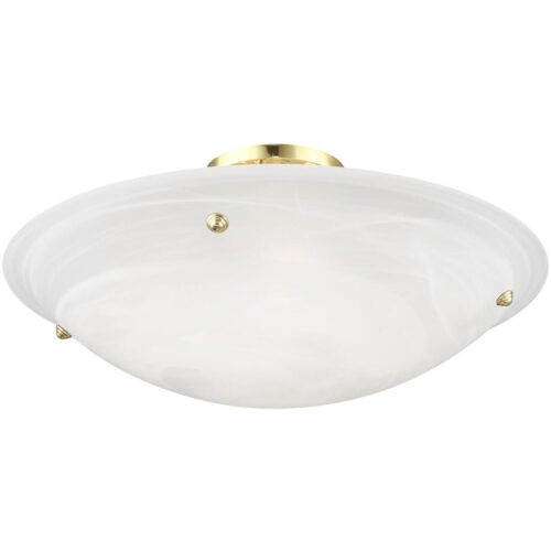 4 Light Polished Brass Ceiling Light fixture with White Alabaster Glass Shade-Lighting LumensFlush Mount Ceiling Lights