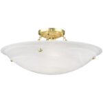 4 Light Polished Brass Ceiling Light fixture with White Alabaster Glass Shade-Lighting LumensFlush Mount Ceiling Lights