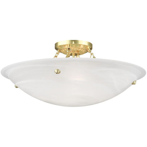 4 Light Polished Brass Ceiling Light fixture with White Alabaster Glass Shade-Lighting LumensFlush Mount Ceiling Lights