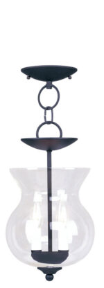 2 Light Black Chain Hang/Ceiling Light fixture with Clear Glass Shade-Lighting LumensFlush Mount Ceiling Lights