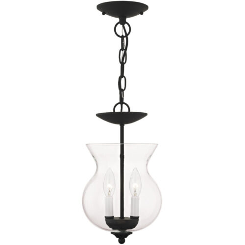 2 Light Black Chain Hang/Ceiling Light fixture with Clear Glass Shade-Lighting LumensFlush Mount Ceiling Lights