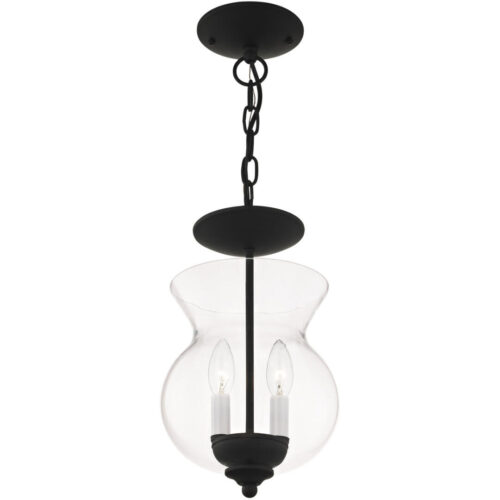 2 Light Black Chain Hang/Ceiling Light fixture with Clear Glass Shade-Lighting LumensFlush Mount Ceiling Lights