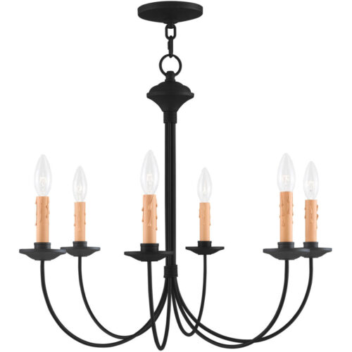 6 Light Black Chandelier with Steel base material-Lighting LumensChandeliers