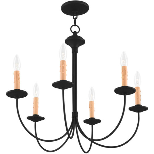 6 Light Black Chandelier with Steel base material-Lighting LumensChandeliers