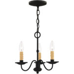 3 Light Black Mini Chandelier with Steel base material-Lighting LumensChandeliers