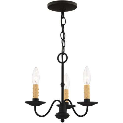 3 Light Black Mini Chandelier with Steel base material-Lighting LumensChandeliers