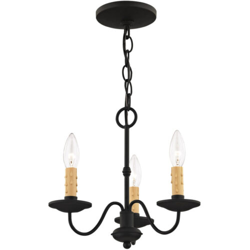 3 Light Black Mini Chandelier with Steel base material-Lighting LumensChandeliers