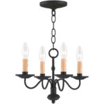 4 Light Black Mini Chandelier with Steel base material-Lighting LumensChandeliers