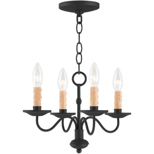 4 Light Black Mini Chandelier with Steel base material-Lighting LumensChandeliers