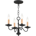 4 Light Black Mini Chandelier with Steel base material-Lighting LumensChandeliers