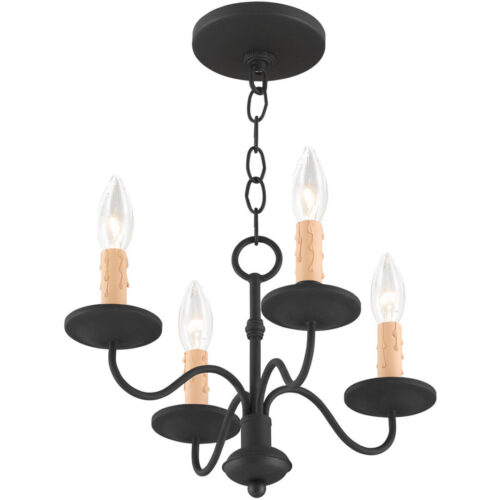 4 Light Black Mini Chandelier with Steel base material-Lighting LumensChandeliers