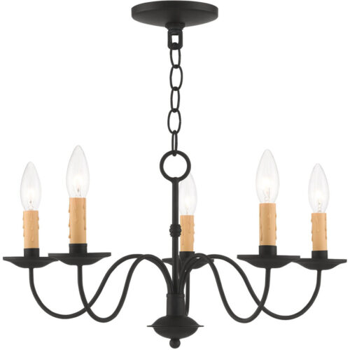 5 Light Black Chandelier with Steel base material-Lighting LumensChandeliers