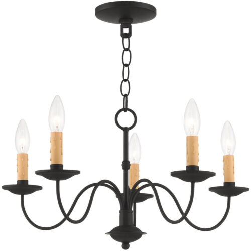 5 Light Black Chandelier with Steel base material-Lighting LumensChandeliers