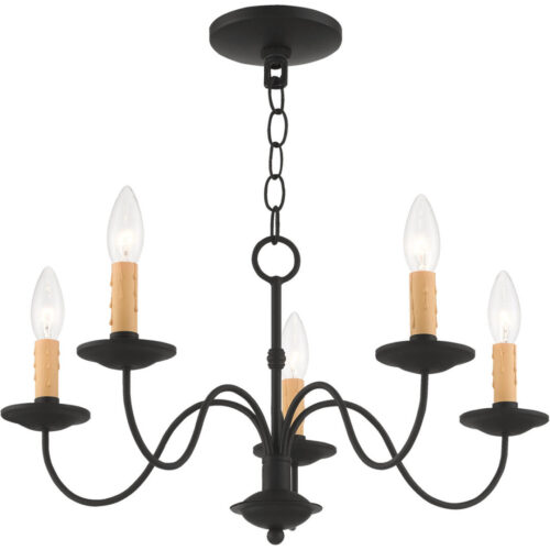 5 Light Black Chandelier with Steel base material-Lighting LumensChandeliers