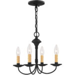 4 Light Black Mini Chandelier/Ceiling Light fixture with Steel base material-Lighting LumensChandeliers