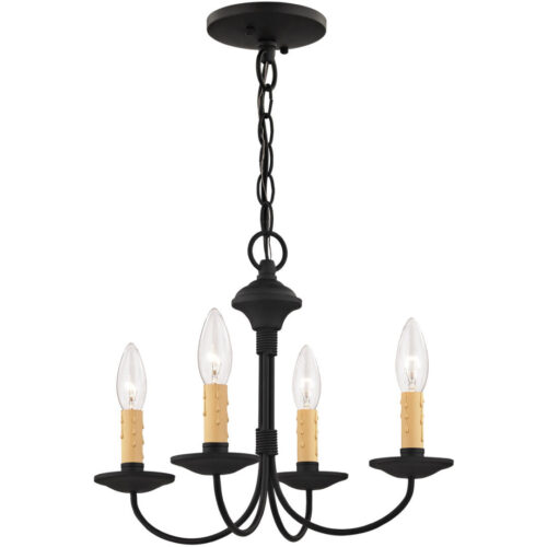 4 Light Black Mini Chandelier/Ceiling Light fixture with Steel base material-Lighting LumensChandeliers