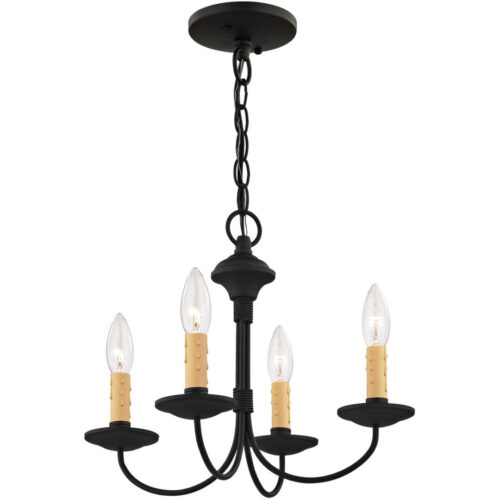 4 Light Black Mini Chandelier/Ceiling Light fixture with Steel base material-Lighting LumensChandeliers