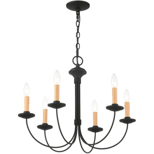 6 Light Black Chandelier with Steel base material-Lighting LumensChandeliers