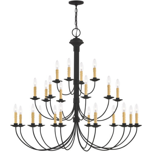 24 Light Black Chandelier with Steel base material-Lighting LumensChandeliers