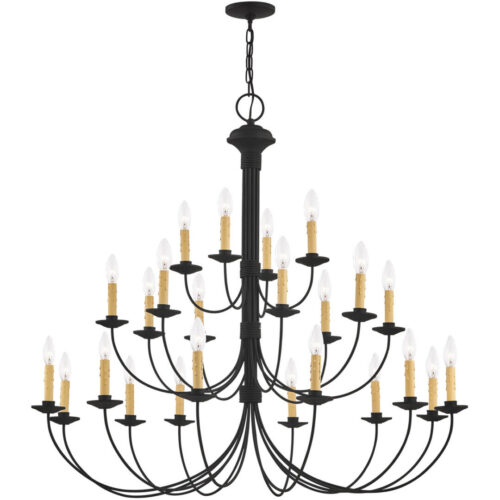 24 Light Black Chandelier with Steel base material-Lighting LumensChandeliers