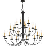 24 Light Black Chandelier with Steel base material-Lighting LumensChandeliers