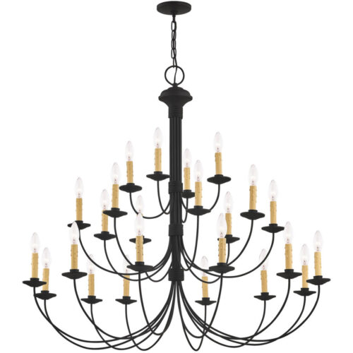 24 Light Black Chandelier with Steel base material-Lighting LumensChandeliers